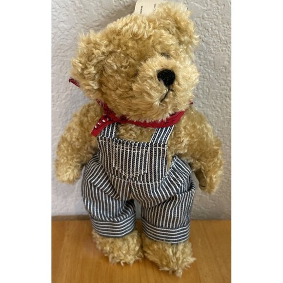Bear Train Conductor Bandanna Overalls Plush Stuffed Animal Unipak Designs 8” - Picture 1 of 8